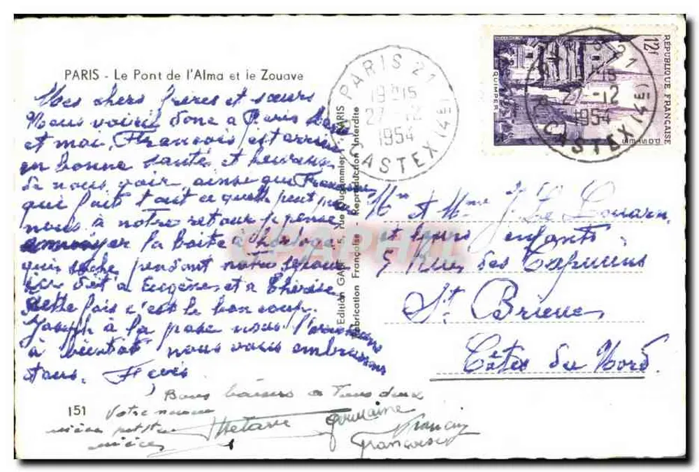 Paris - Der Pont de l'Alma und der Zouave — Éditions ALT, n°151 - Rückseite