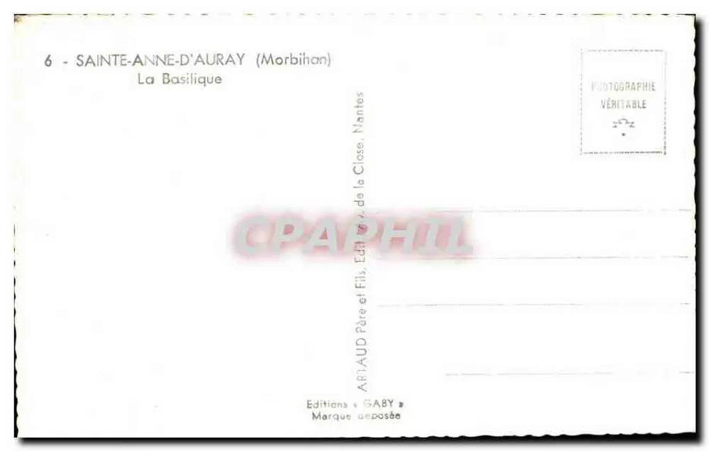 Sainte-Anne-d'Auray — A Basílica — Edições Gaby, Nantes - Verso