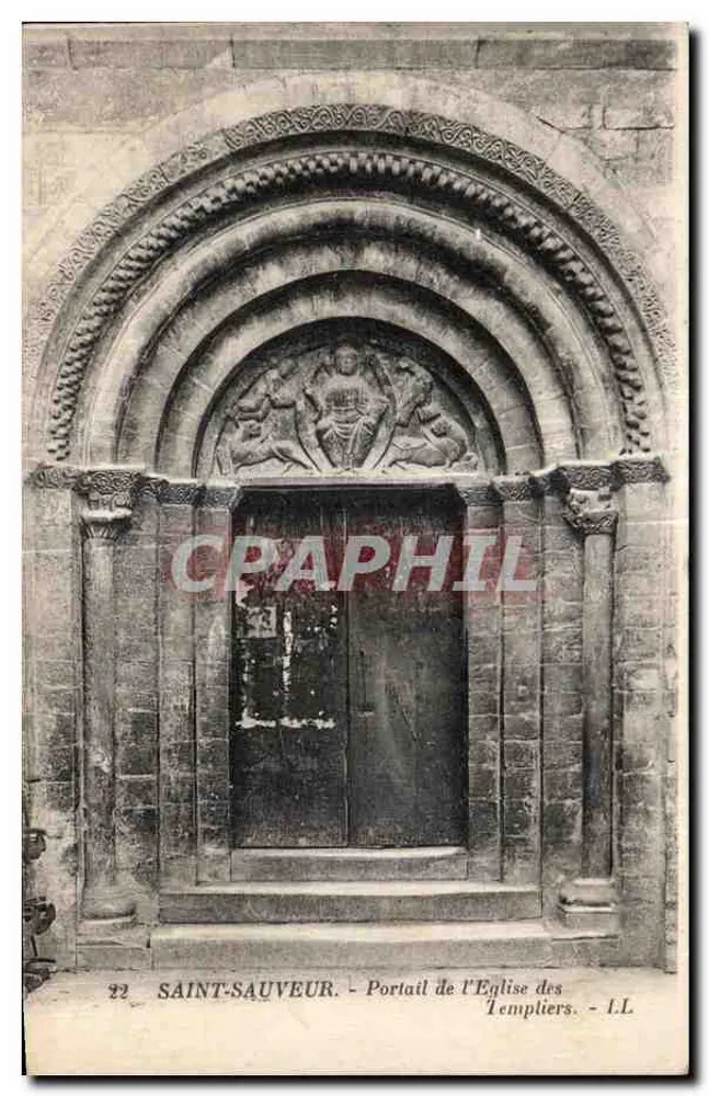 Saint-Sauveur — Portal der Templerkirche — L.L. - Vorderseite