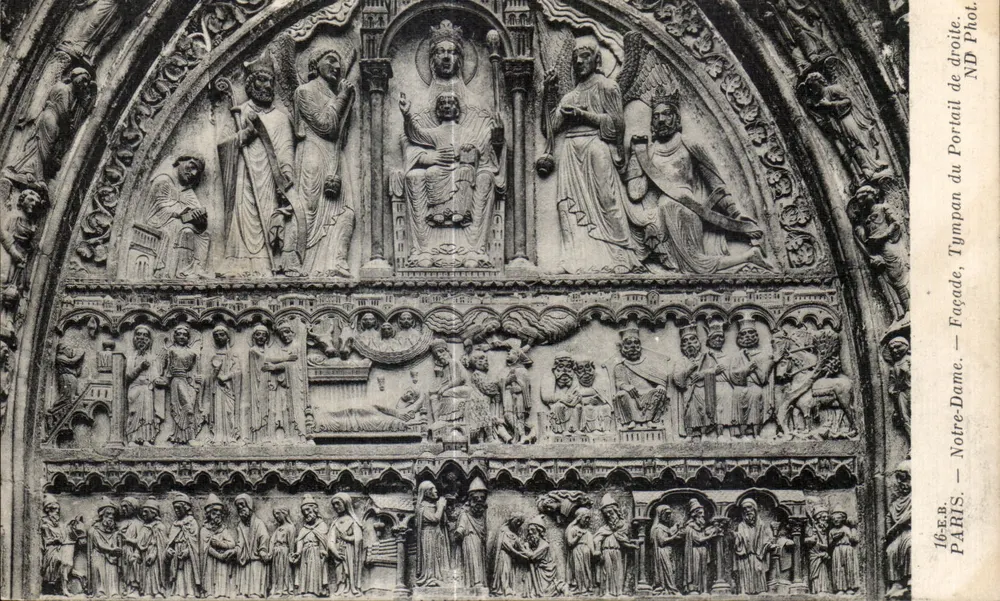 Notre-Dame de Paris — Südtor — Rechter Tympan — Foto. Tympan - Vorderseite