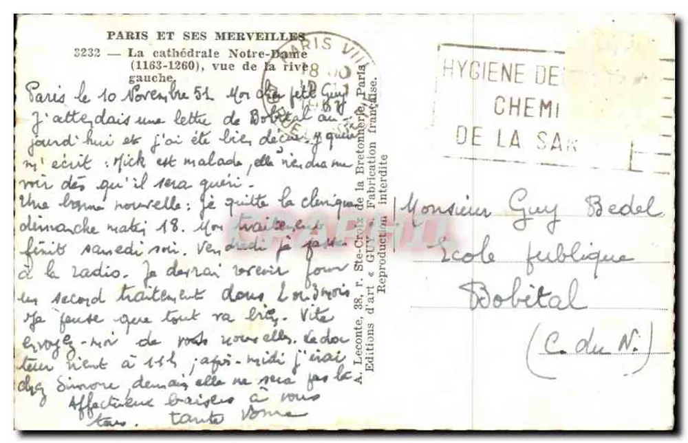 Notre-Dame de Paris — Ansicht von der linken Uferseite — A. Leconte, Paris - Rückseite