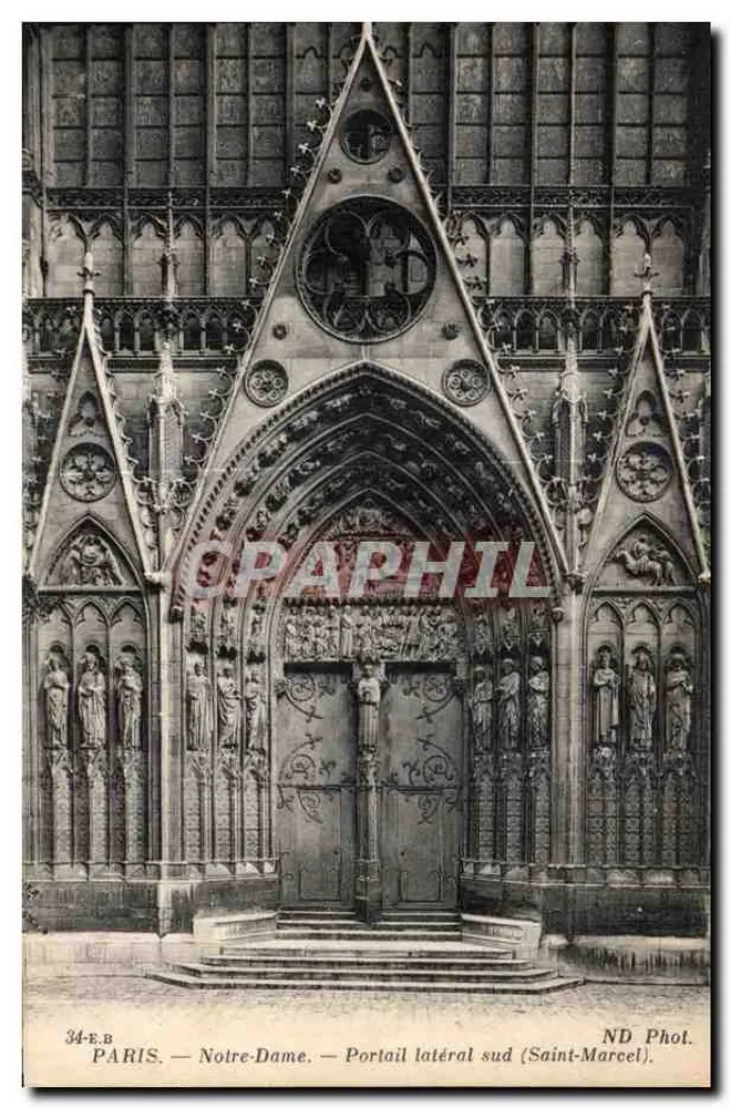 Paris — Notre-Dame — Südlicher Seitenportal (Saint-Marcel) — ND Phot. - Vorderseite