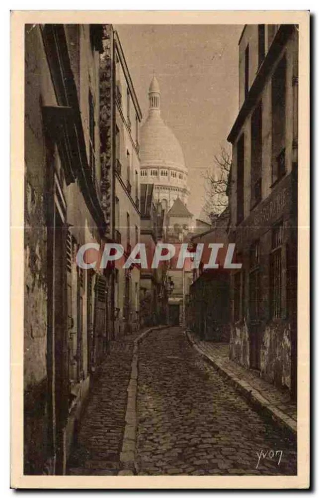 Ansicht der Kirchstraße in Paris — Sacré-Cœur de Montmartre im Hintergrund — Yvon, Nr. 7 - Vorderseite