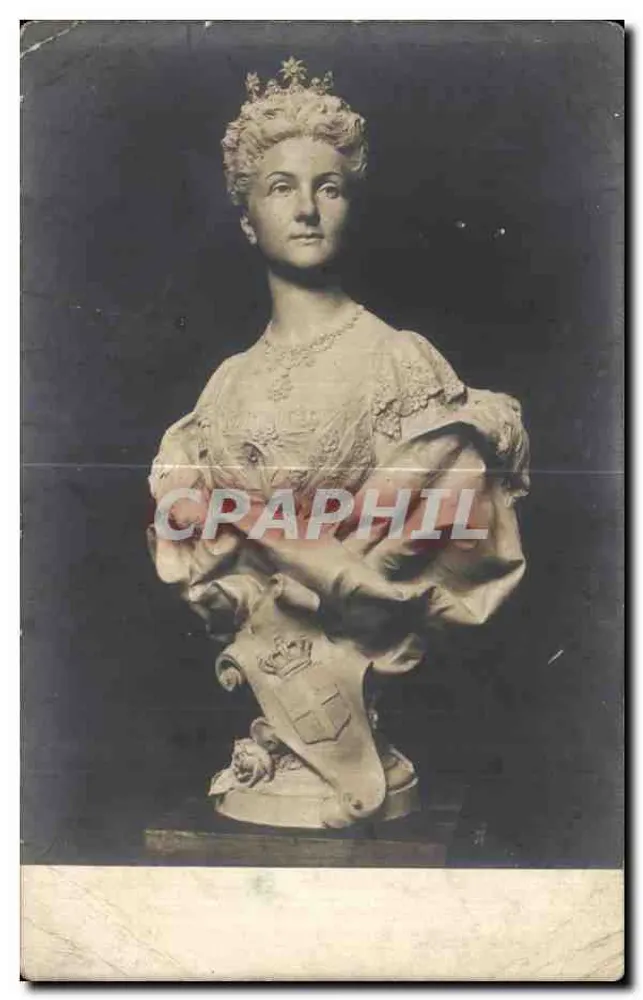 Busto de rainha — coroa e escudo — editor desconhecido - Frente