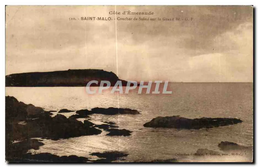 Smaragdküste — Sonnenuntergang über den Grand Bé — G. F. — Sammlung Giffard, T. Gatria, succ. St-Malo - Vorderseite