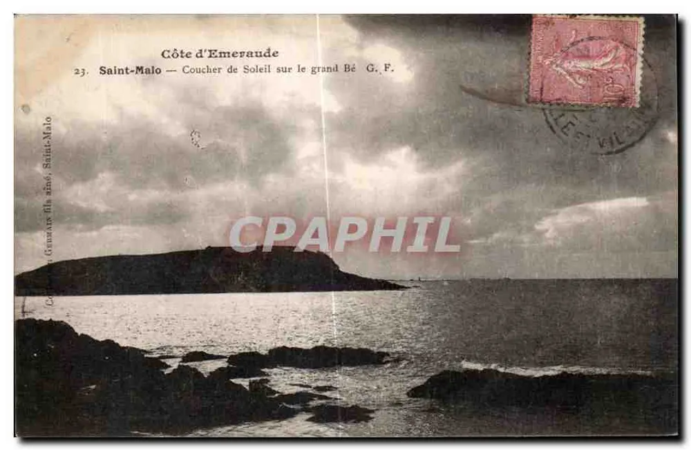 Saint-Malo — Sonnenuntergang über den Grand Bé — G. F. (G. F. Géniaux fils, Saint-Malo) - Vorderseite