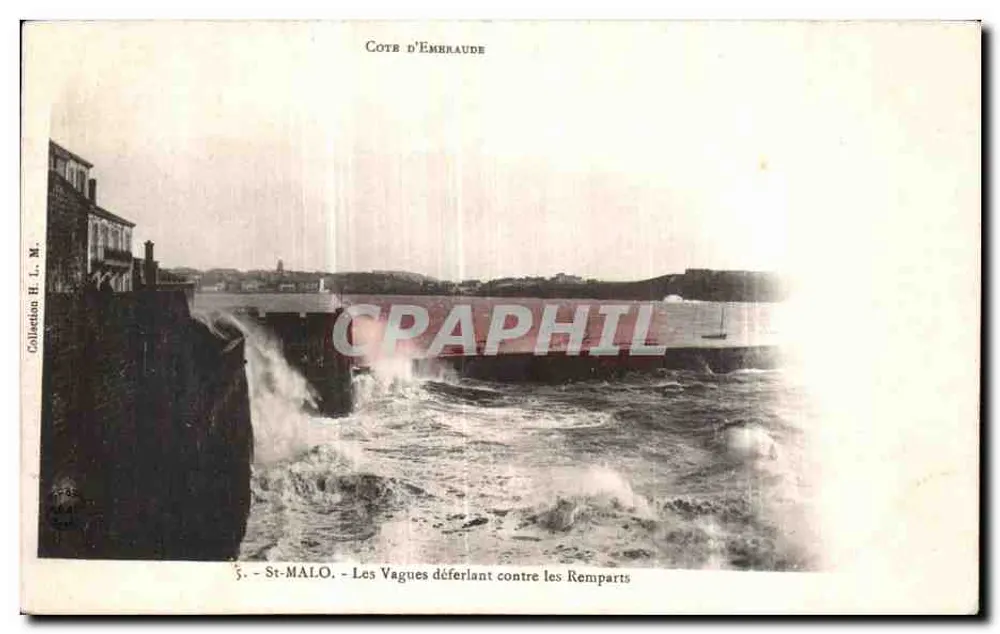 St-Malo - Wellen, die gegen die Mauern schlagen — Cote d'Emeraude, Sammlung H. L. M. - Vorderseite