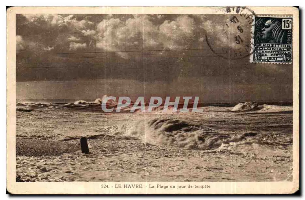 Le Havre - Die Strand unter einem Sturmtag — Edition « La Cigogne », n° 524 - Vorderseite