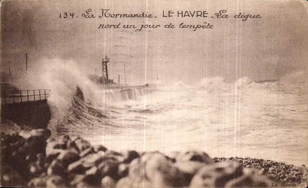 Le Havre — Die Mole an einem stürmischen Tag — C. M., Le Havre - Vorderseite