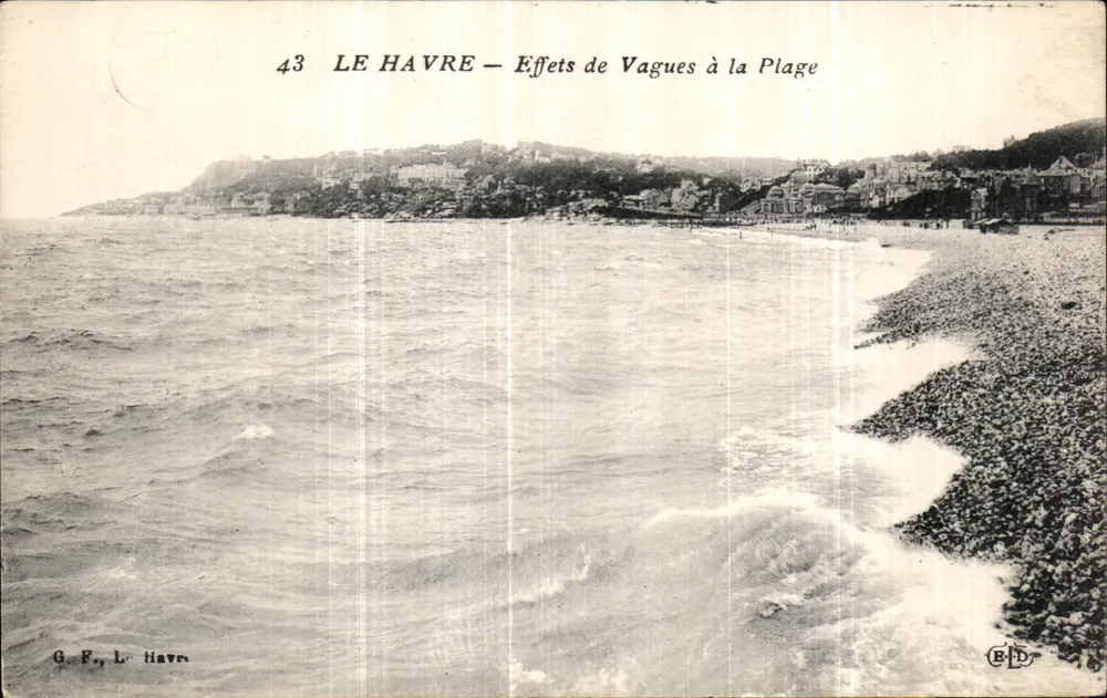 Le Havre — Efekty fal na plaży — G. F., Le Havre - Awers