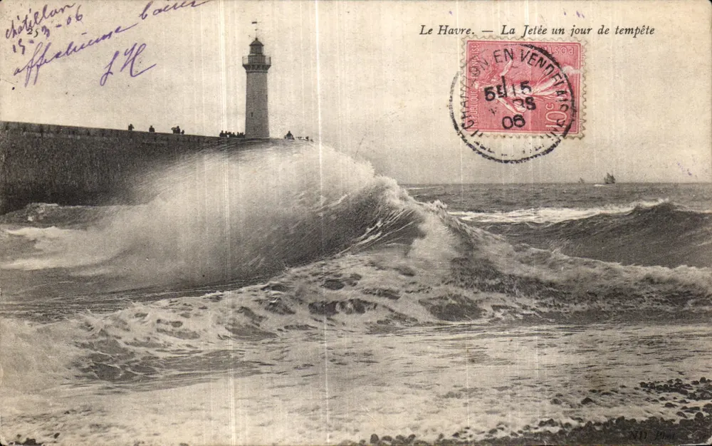 Le Havre — Die Mole an einem stürmischen Tag — Unbekannter Verlag - Vorderseite