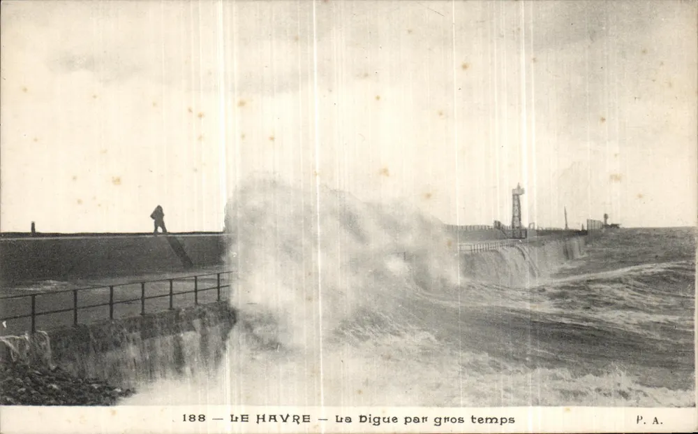 Le Havre — A Digue sob grandes ondas — P. A. n° 188 - Frente