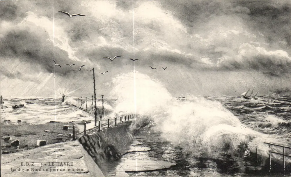 Le Havre — Die Norddigue an einem Sturmtag — E.B.Z. Nr. 5 - Vorderseite