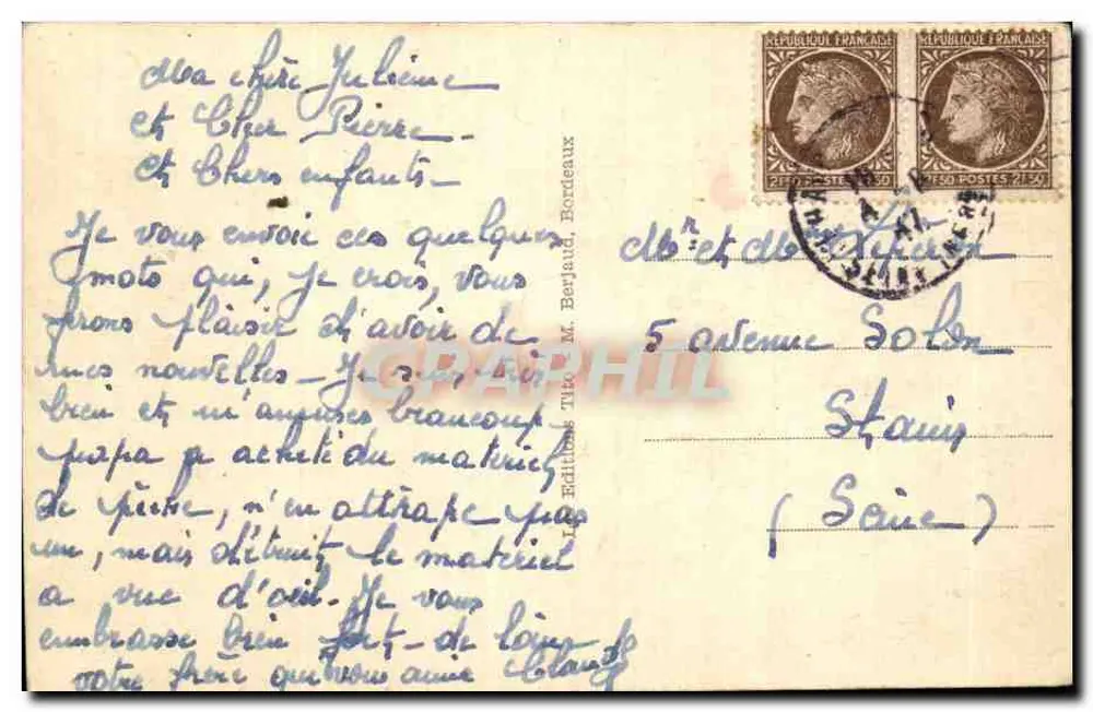 Le Havre — As Ruínas da Bolsa — Edições T. M. Bejaud, n°17 - Verso