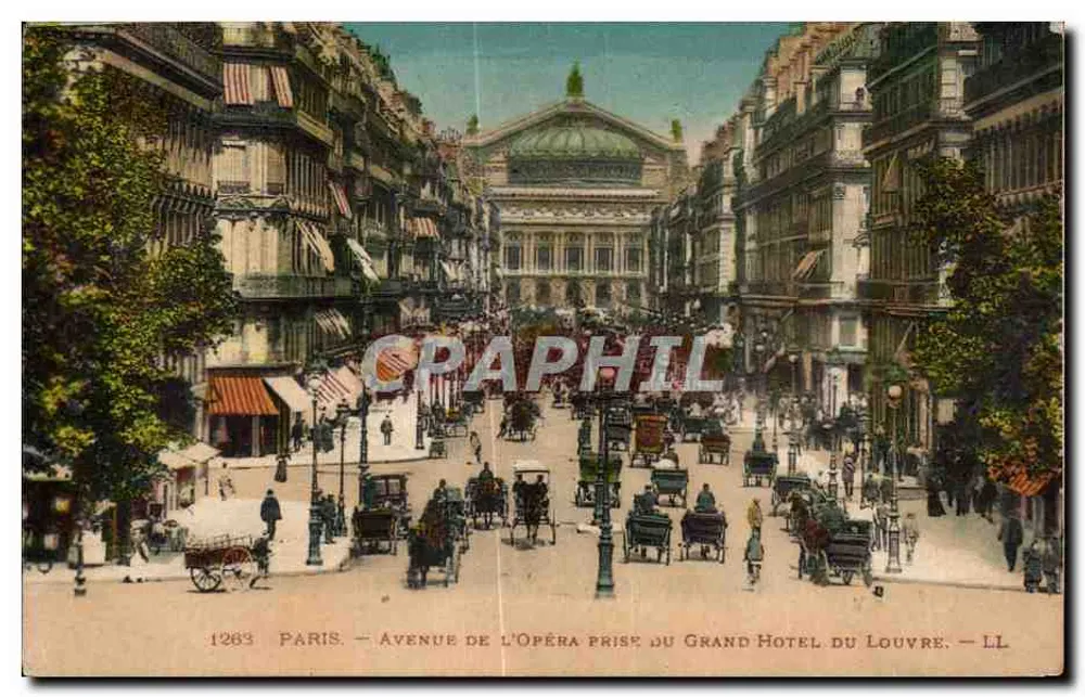 Paris — Avenue de l'Opéra vom Grand Hôtel du Louvre aus — LL - Vorderseite