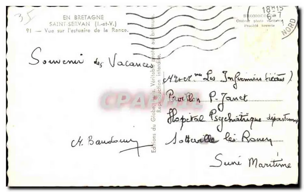 Saint-Servan — Ansicht des Estuariums der Rance — Éditions du Globe, Paris - Rückseite