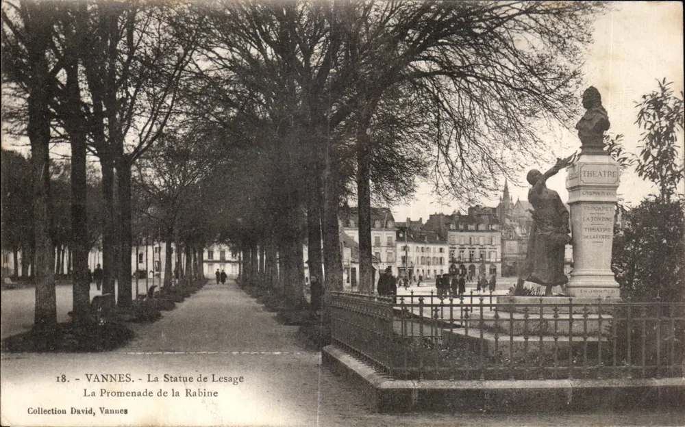 VANNES - Die Promenade de la Rabine - Die Statue von Lesage - Vorderseite