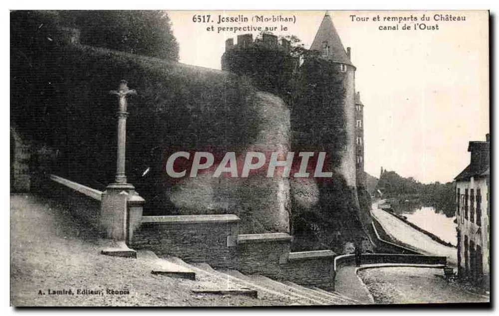 Jesselin (Morbihan) — Turm und Mauern des Schlosses Jesselin am Canal de l'Oust — A. Lamiré, Verlag, Rennes - Vorderseite
