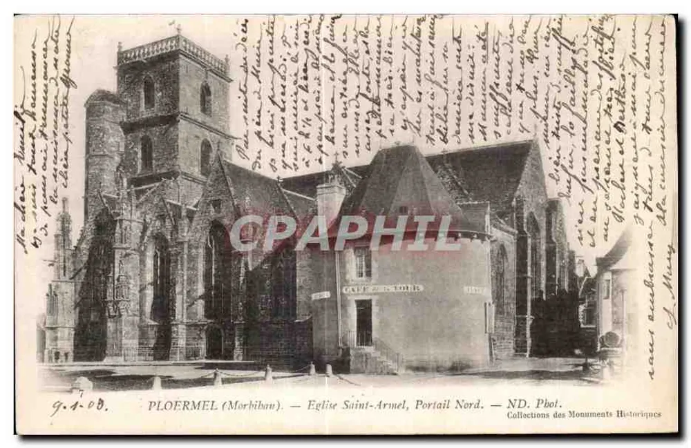 Ploermel (Morbihan) — Kirche Saint-Armel, Nordportal — ND. Fot. Collections des Monuments Historiques - Vorderseite