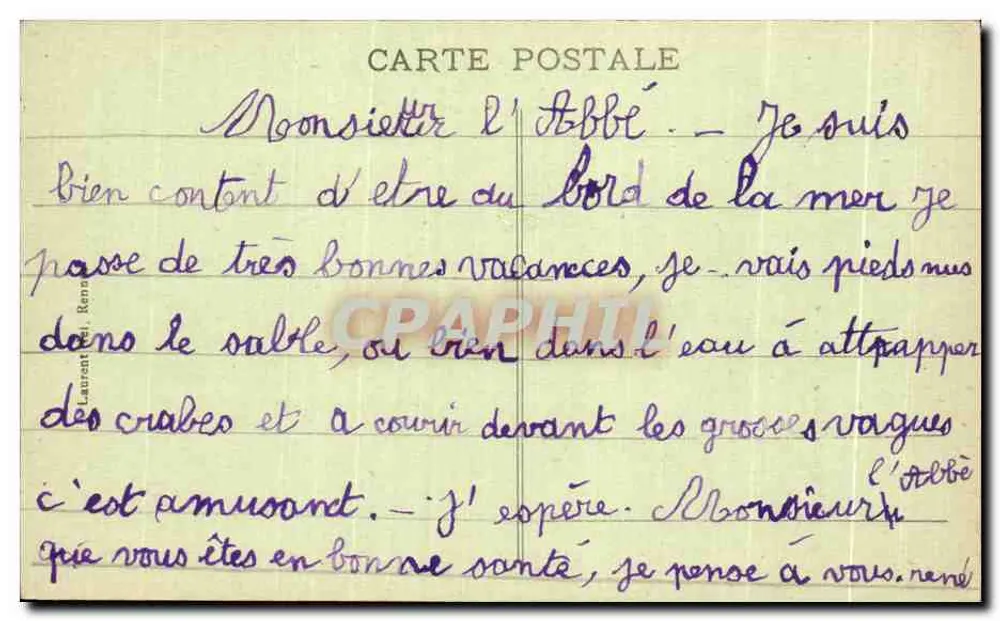 St-Pierre-Quiberon — Uma das Entradas do Claustro — editor Laurent René, n°1398 - Verso