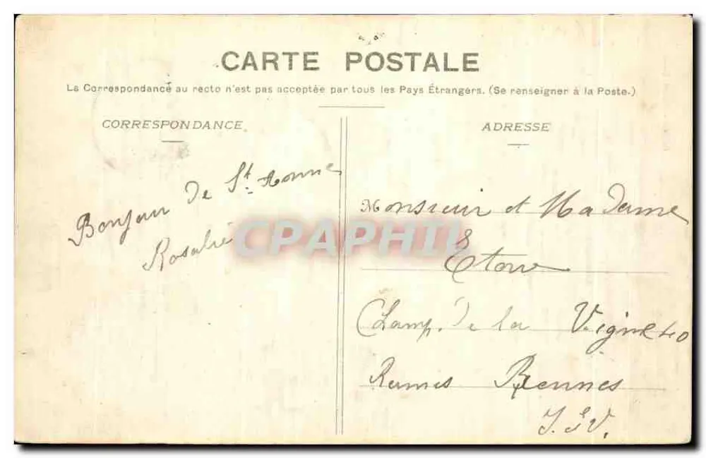 Ste-ANNE-D'AURAY - A Scala Sancta — Coleção Villard, Quimper, n° 2059 - Verso