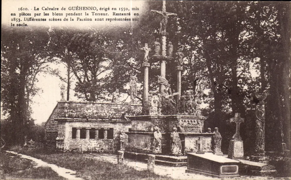 गुएन्नो के कैल्वेयर — 1550 में बनाया गया, 1853 में नवीनीकृत — प्रकाशक लॉरां-नेल, रॉकूएट - आगे