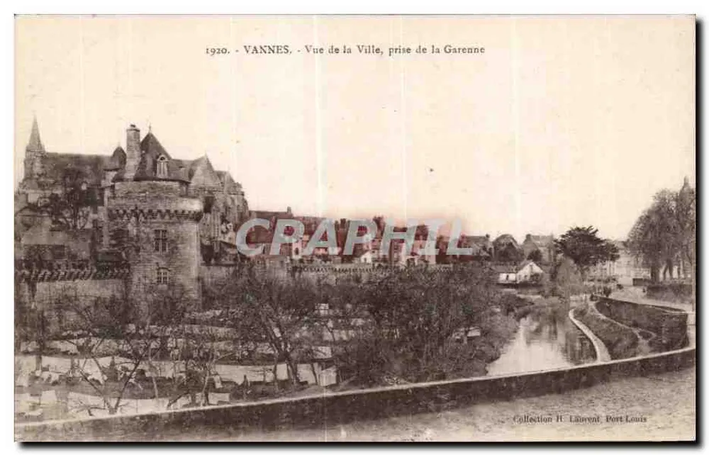 VANNES - Blick auf die Stadt, Aufnahme von der Garenne - Sammlung H. Laurent, Port-Louis - Vorderseite
