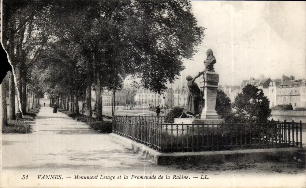 VANNES — Monument Lesage et la Promenade de la Rabine — LL. - Vorderseite