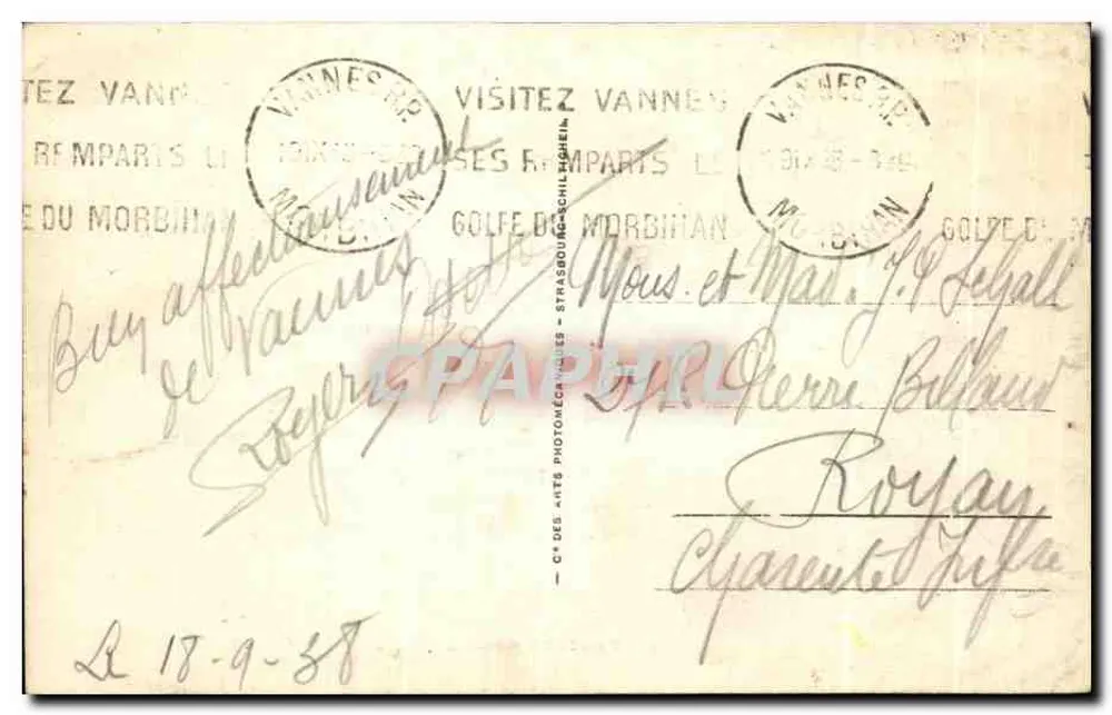 VANNES - Novos jardins — vista dos muros e do castelo — C° dos Arts - 99 - Verso