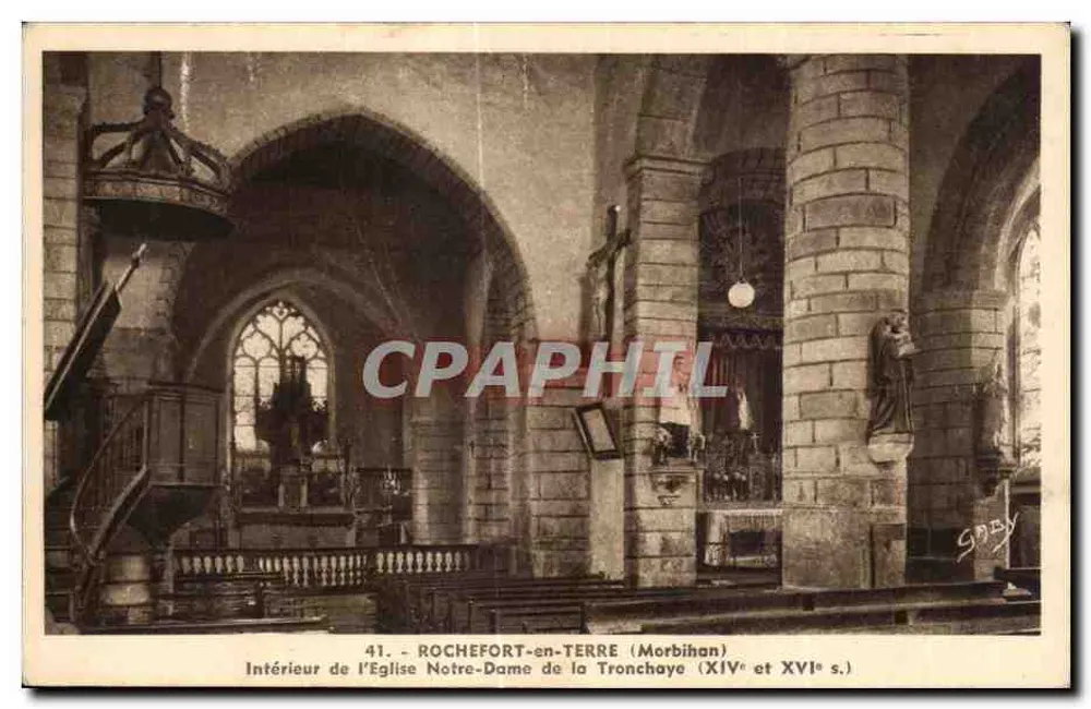 Innenansicht der Kirche Notre-Dame de la Tronchaye in Rochefort-en-Terre — Verlag Gaby, n°41 - Vorderseite