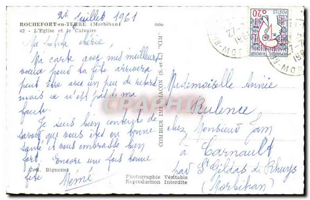 Rochefort-en-Terre — Die Kirche und der Calvary — Comlier Imprimerie - Rückseite