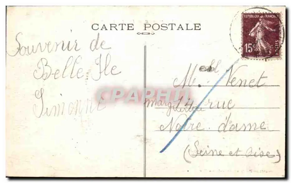 Belle-Île-en-Mer — Ponta de Saint-Marc — Coleção Cartas em Haillot (n°46) - Verso
