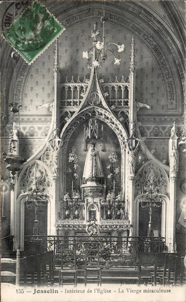 Josselin — Innenraum der Kirche — Die Gottesmutter — J. Sorel, Verlag, Nr. 155 - Vorderseite