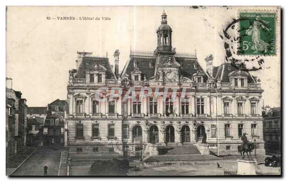 VANNES - O Hotel de Ville — Coll. F. Becker, foto, Vannes - Frente