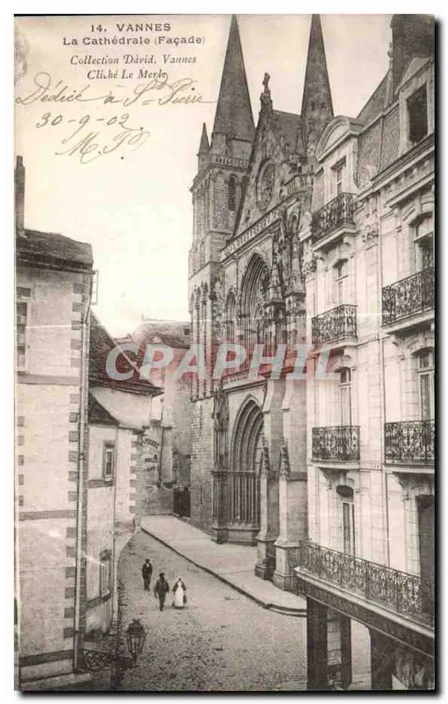 VANNES — Die Kathedrale (Fassade) — Cliché Le Merle, Sammlung Dávid - Vorderseite