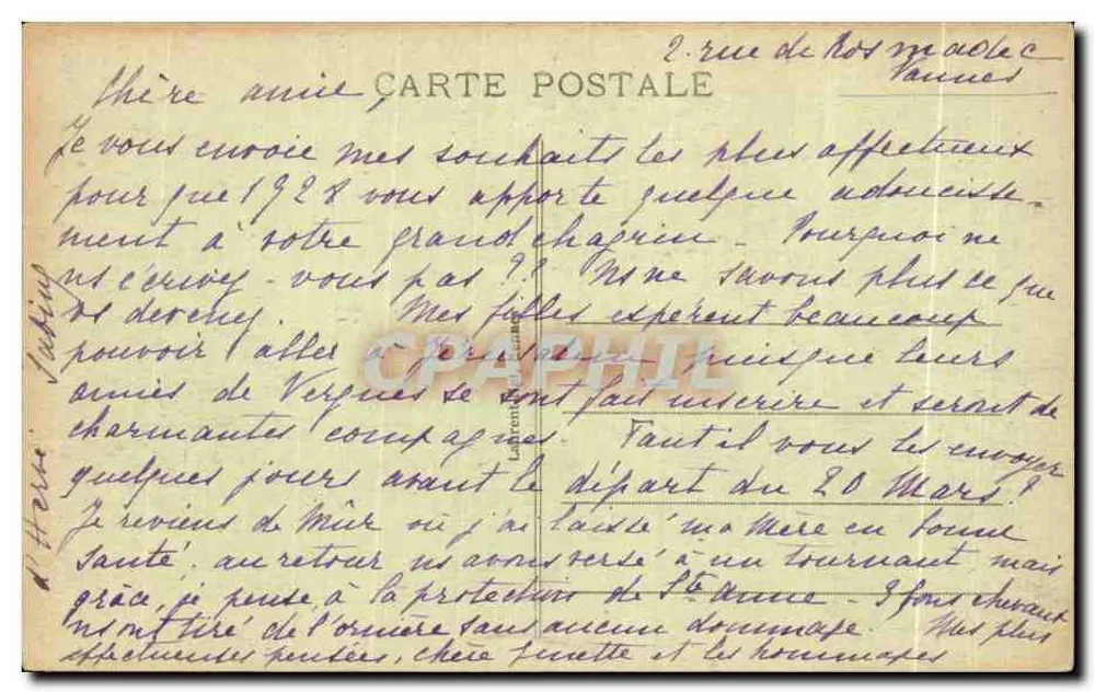 VANNES - Praça Henri-IV — vista de edifícios com colmios e comércios — editor VANNES, n° 139 - Verso