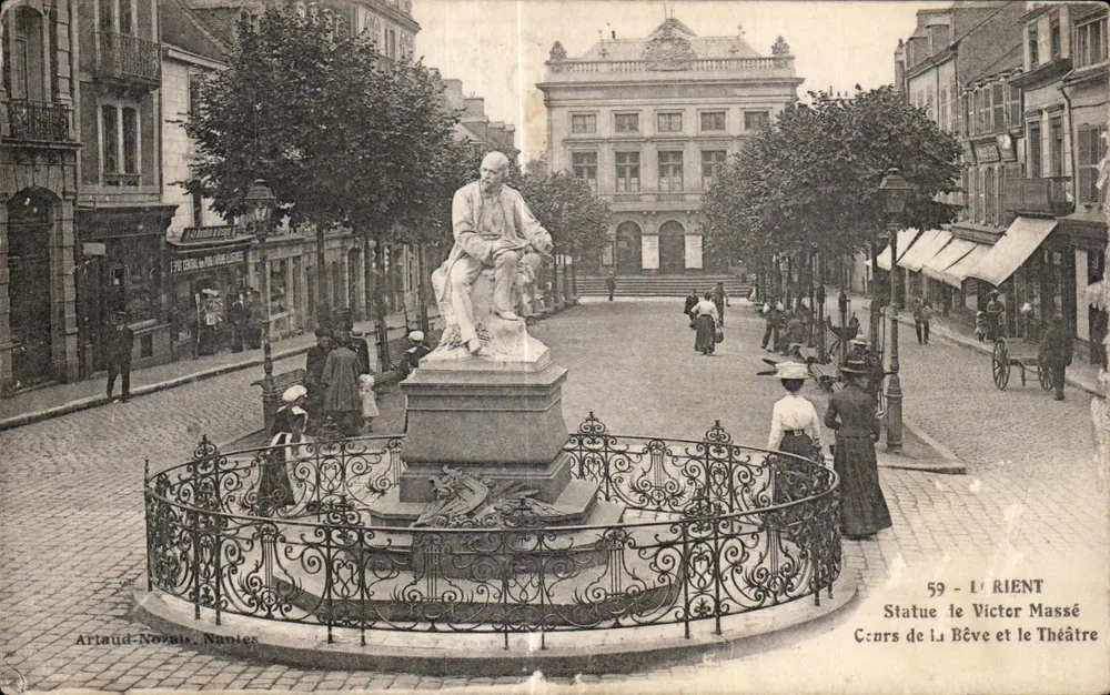Nantes — Statue von Victor Massé am Cours de la Bève und das Theater — Arlaud Nozais, n°59 - Vorderseite