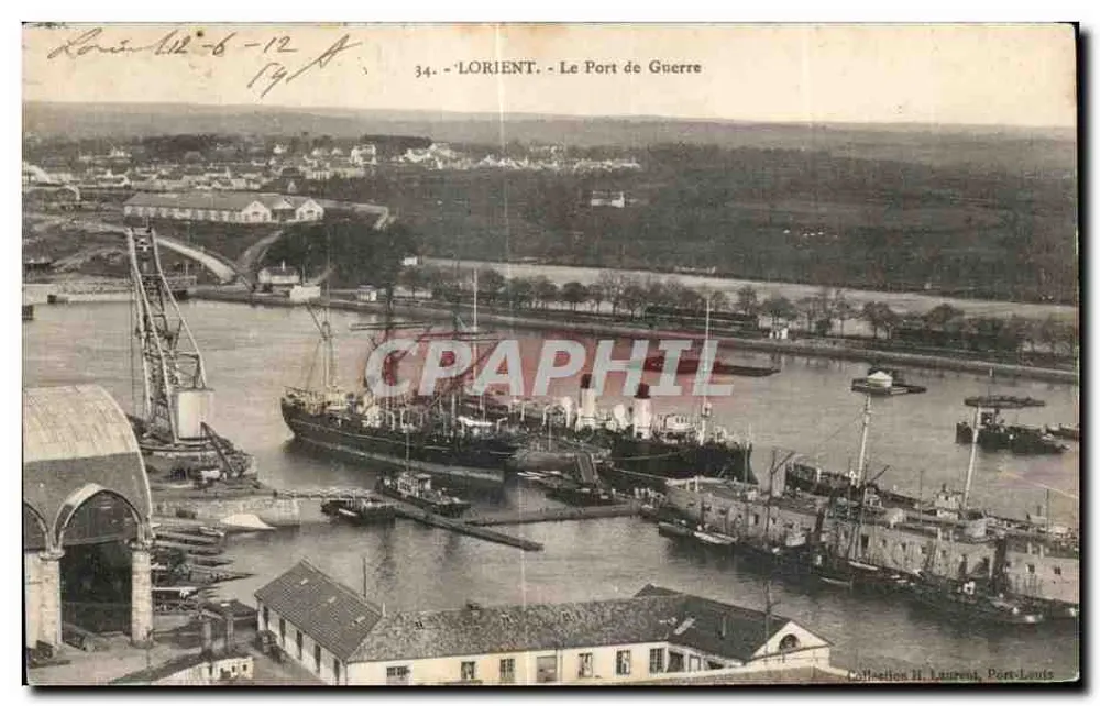 Lorient - O Porto de Guerra — Coleção H. Laurent, Port-Louis, n°34 - Frente