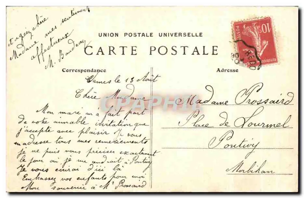 VANNES — Allgemeine Ansicht — Place de l'Hôtel-de-Ville — Sammlung VILLARD, Quimper - Rückseite