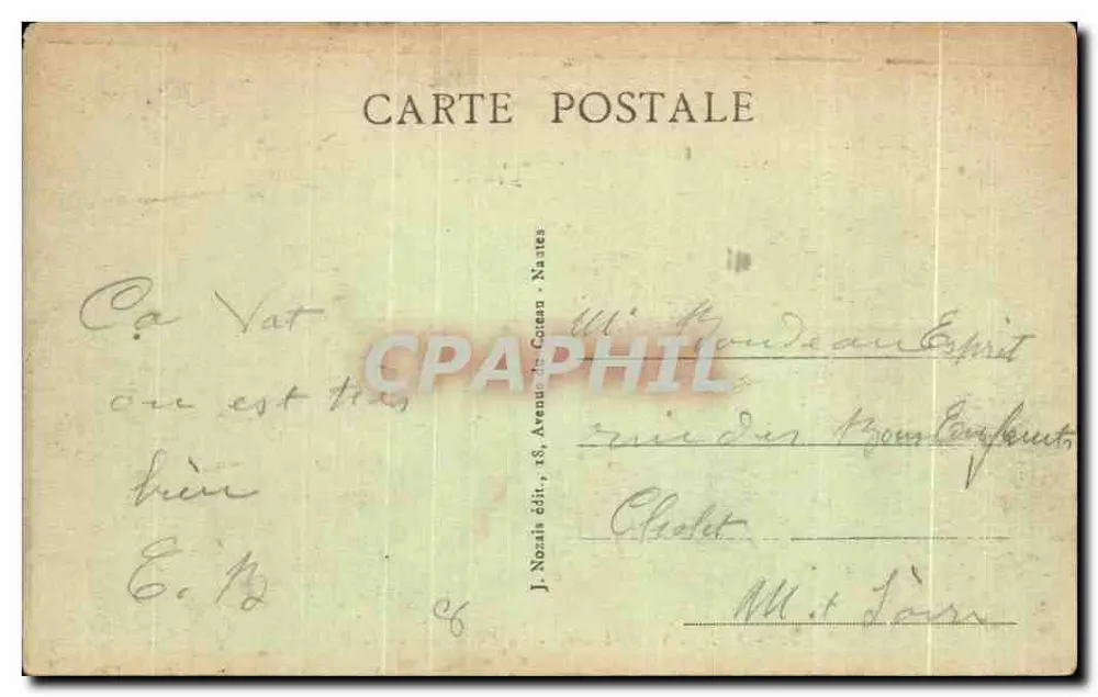 VANNES (Morbihan) — Die Promenade de la Rabine — J. Nozais Verlag, 18, Avenue du Gareau, Nantes - Rückseite