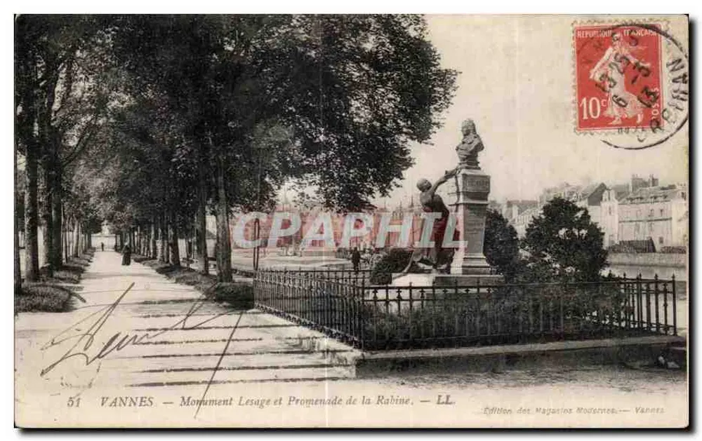 VANNES — Lesage-Denkmal und Promenade der Rabine — Édition des Magasins Modernes — Vannes - Vorderseite