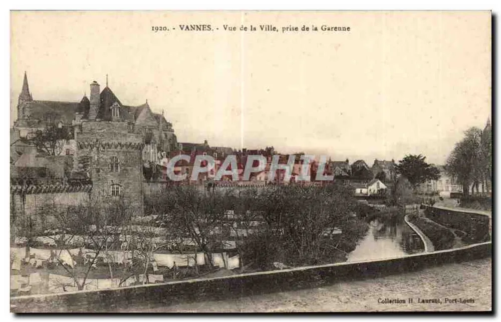 Vannes - Ansicht der Stadt, Aufnahme von der Garenne — 1920 — Sammlung H. Laurent, Port-Louis - Vorderseite