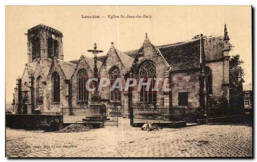 Lannion — Kirche Saint-Jean-du-Baly — Verlag: Fräulein M.J.N. Impr. Brie - Vorderseite