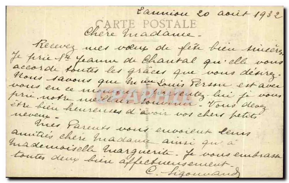 Lannion — Kirche Saint-Jean-du-Baly — Verlag: Fräulein M.J.N. Impr. Brie - Rückseite