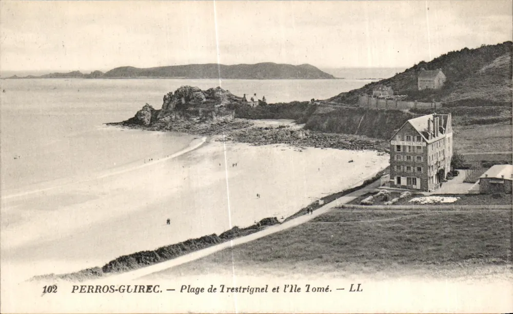 Perros-Guirec — Ansicht der Trestignel-Bucht und der Île Tomé — LL - Vorderseite