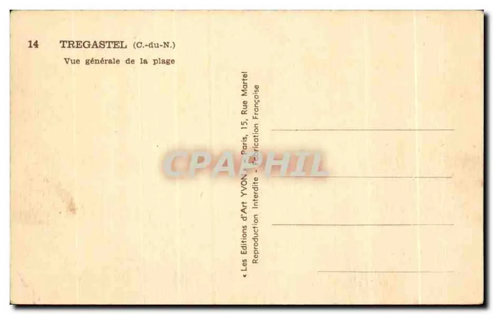 Tregastel (C.-du-N.) — Vista geral da praia — Edições d'Art Yvon - Verso