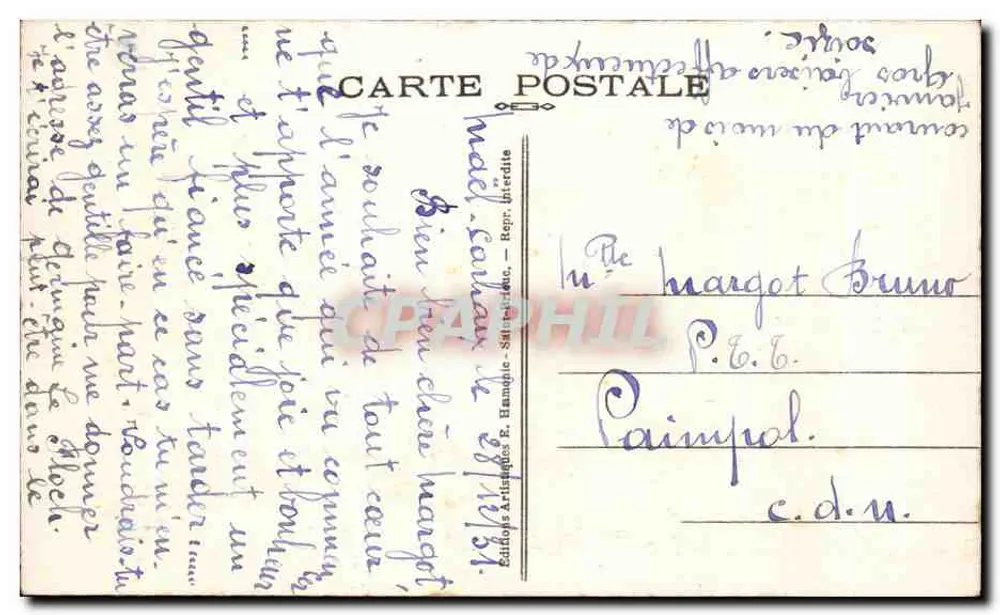 Zwei Personen in niederländischem Kostüm — Frohes Neues Jahr — Artisanales F. Hamon - Saint-Étienne - Rückseite