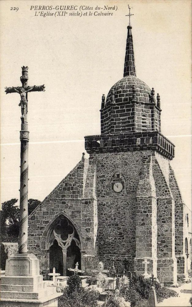 Perros-Guirec (Côtes-du-Nord) — Die Kirche (12. Jahrhundert) und das Calvarium — JUBILET & POOT - Vorderseite