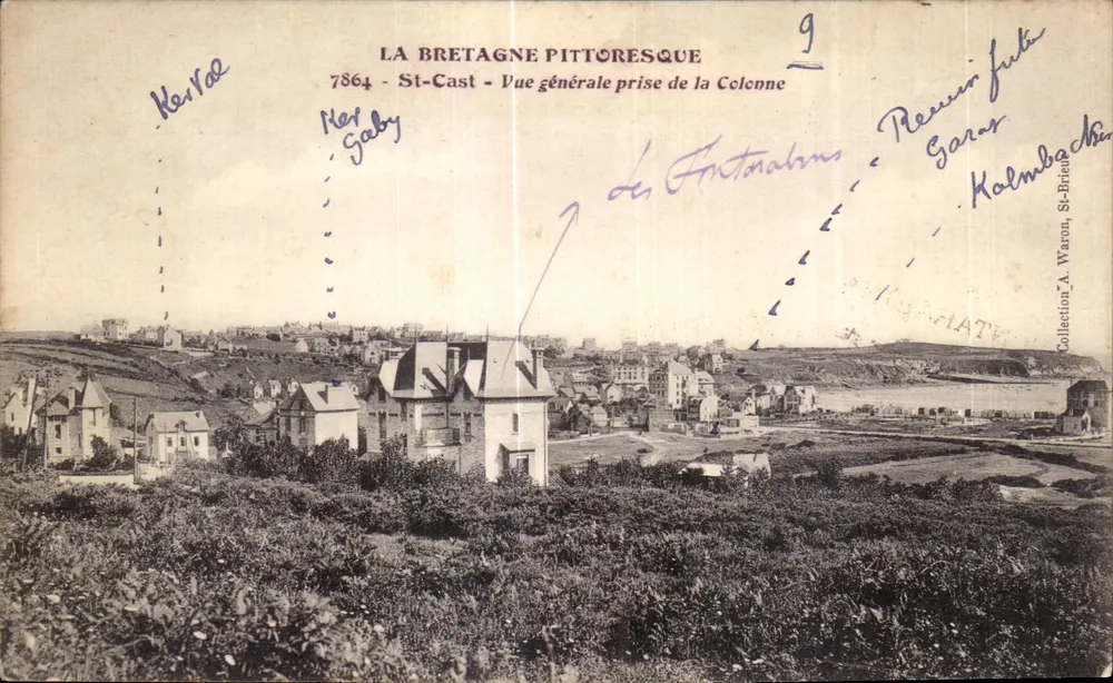 St-Cast — Allgemeiner Blick von der Säule — Die malerische Bretagne, Verlag A. Waron, Nr. 7864 - Vorderseite