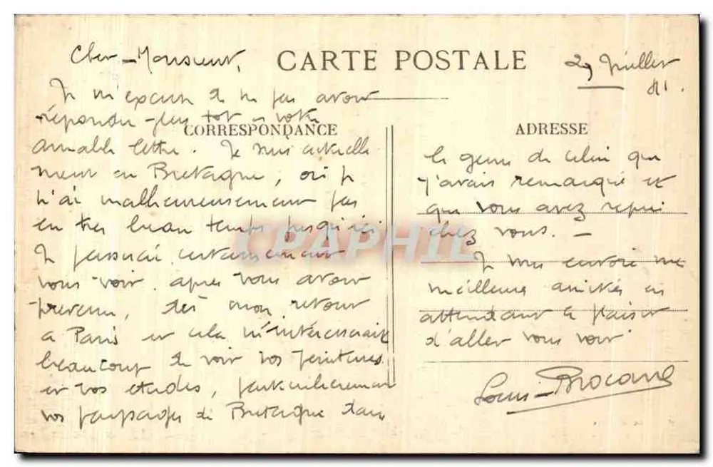 Costa da Esmeralda — 36. LA GARDE-SAINT CAST — O Embarcadouro com Maré Alta — L. Legendre & Cie - Verso